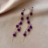 South Korea web celebrity super fairy temperament elegant Hyun fashion fashion earrings delicate purple flowers rose earrings